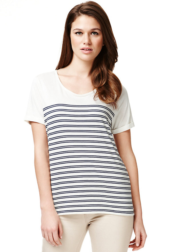 Scoop Neck Striped T-Shirt Image 1 of 2