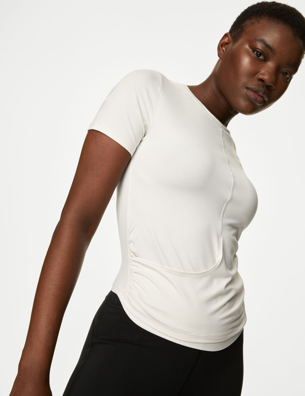 Scoop Neck Wrap Front Yoga T-Shirt 4 of 7