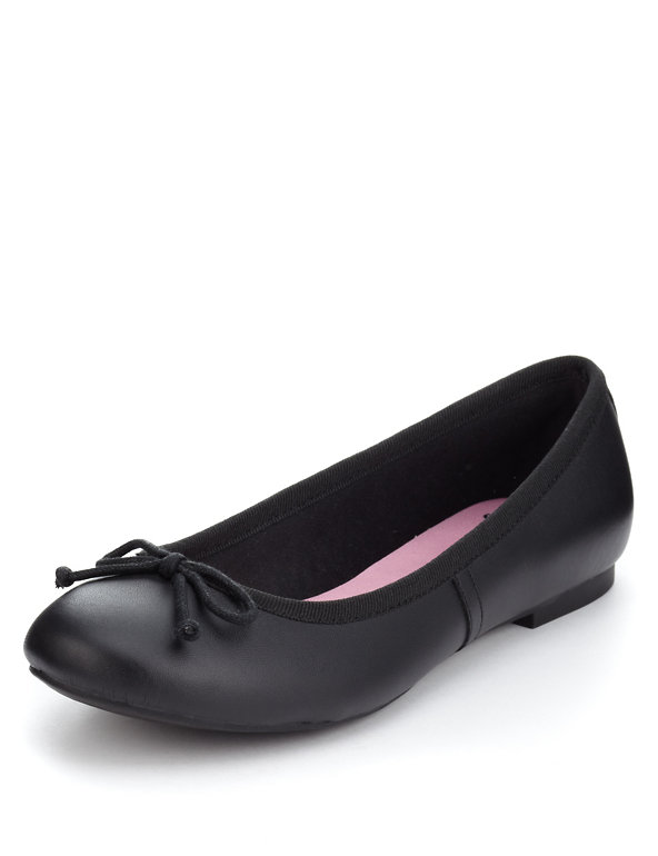 Scuff Resistant Leather Bow Ballet Pumps (Older Girls) Image 1 of 2