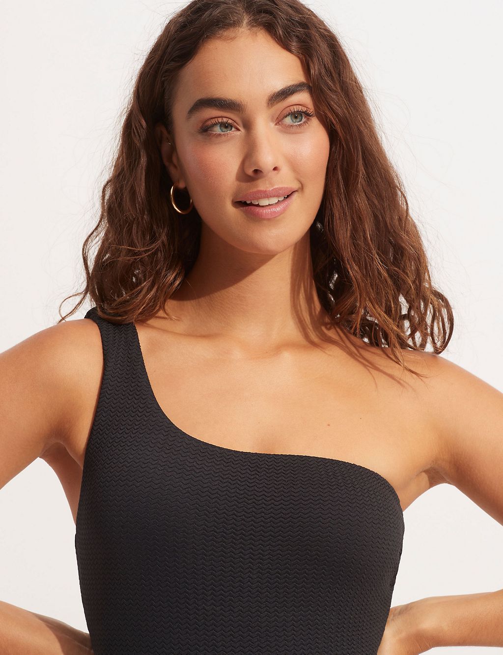 Sea Dive Textured One Shoulder Swimsuit 4 of 4