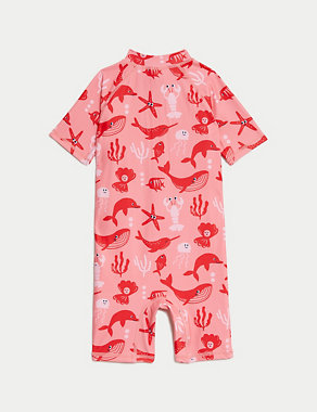 Sealife Print All In One Swimsuit (2-8 Years) Image 2 of 3