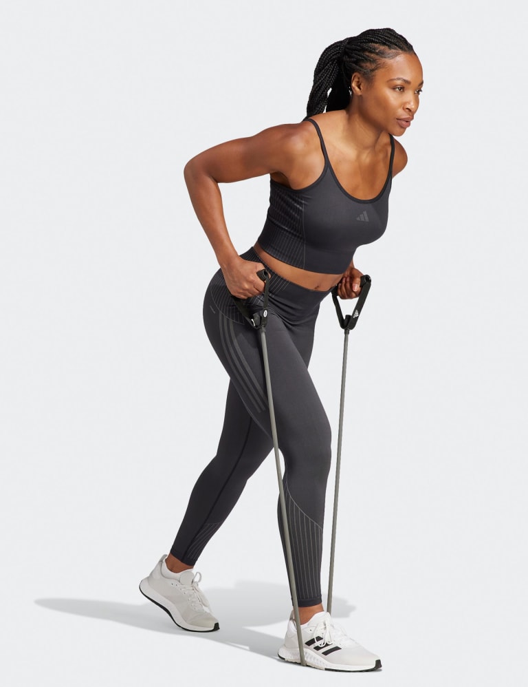 Activewear High Waisted Yoga Pants with Side Stripe Mesh Details