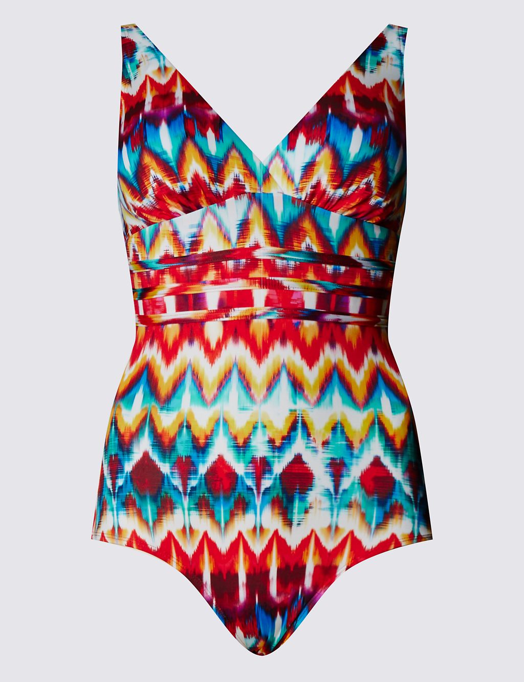 Secret Slimming™ Abstract Print Plunge Swimsuit 1 of 3