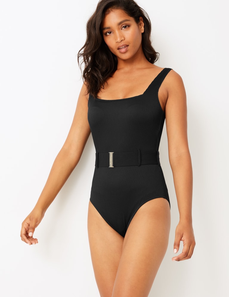 Belted bandeau swimsuit discount