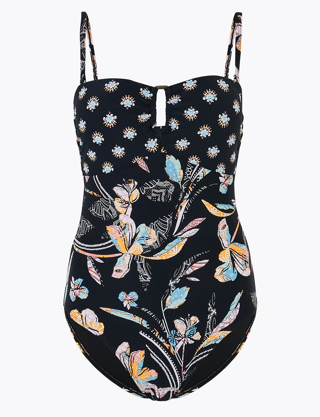 Secret Slimming™ Floral Print Bandeau Swimsuit 1 of 7