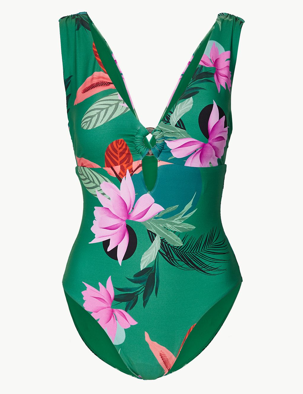 Secret Slimming™ Floral Print Plunge Swimsuit 1 of 4