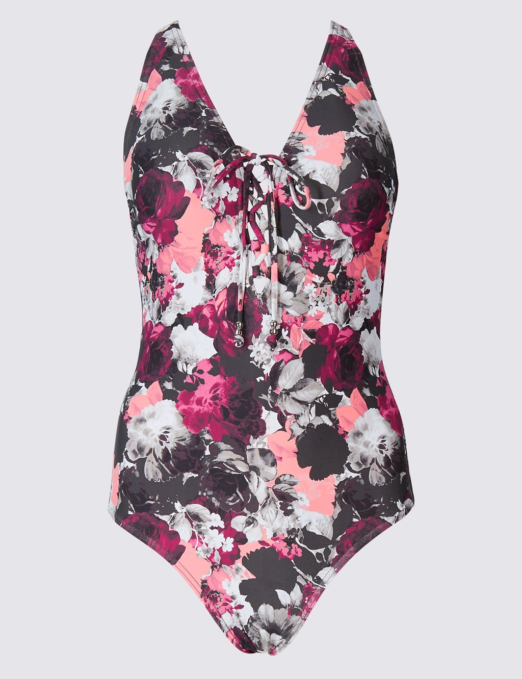 Secret Slimming™ Floral Print Plunge Swimsuit 1 of 3