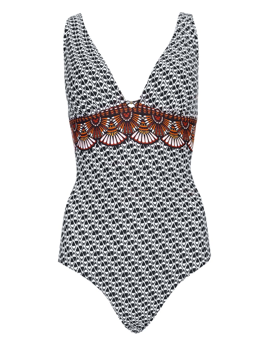 Secret Slimming™ Geometric Print Plunge Swimsuit 1 of 4