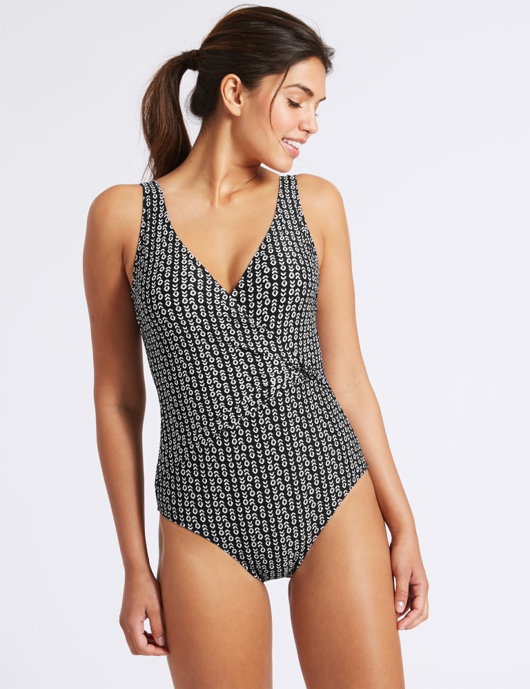 Secret Slimming Geometric Print Swimsuit M S Collection M S