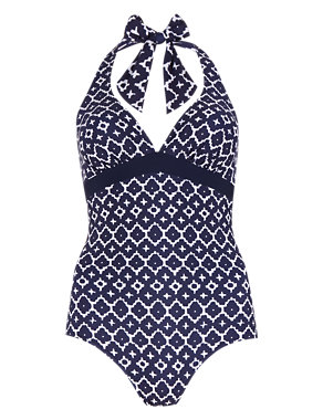 Secret Slimming™ Halterneck Geometric Print Swimsuit Image 2 of 4