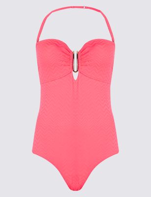 Secret Slimming™ Halterneck Textured Swimsuit Image 2 of 4
