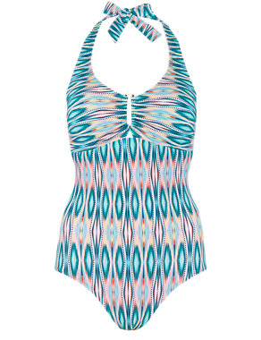 Secret Slimming™ Ikat Print Plunge Swimsuit Image 2 of 4
