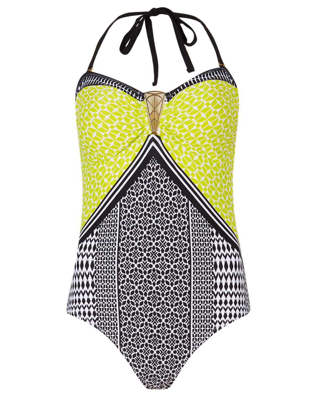 Secret Slimming™ Longer Length Tribal Placement Print Swimsuit 1 of 5