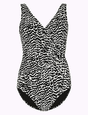 Secret Slimming™ Monochrome Print Plunge Swimsuit Image 2 of 3
