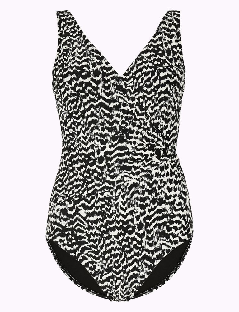 Secret Slimming™ Monochrome Print Plunge Swimsuit 2 of 3
