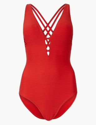 Secret Slimming™ Non-Wired Textured Plunge Swimsuit Image 2 of 4