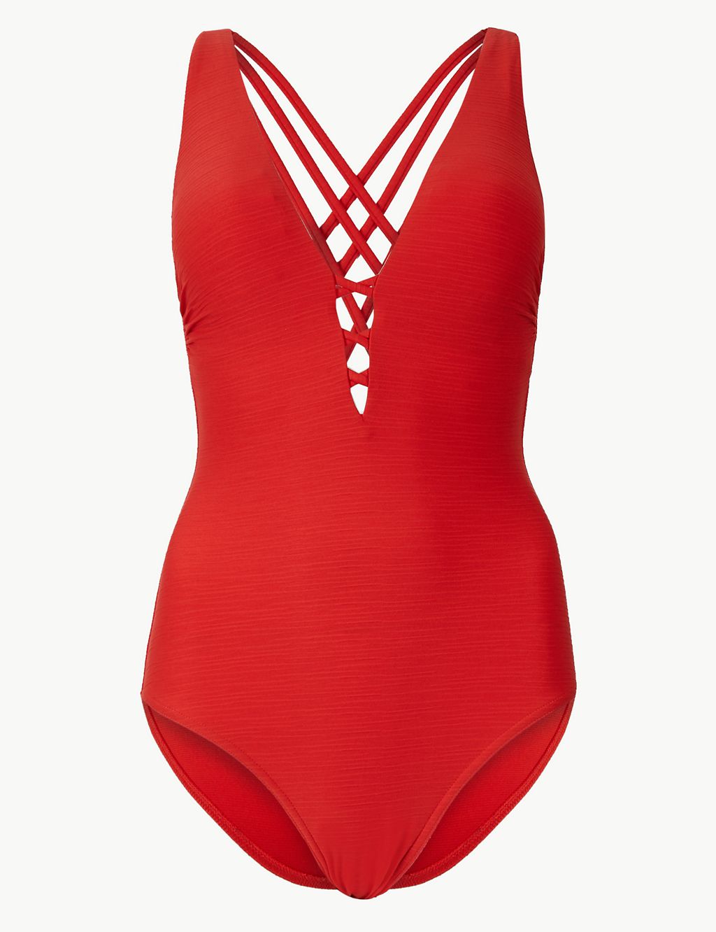 Secret Slimming™ Non-Wired Textured Plunge Swimsuit 1 of 4