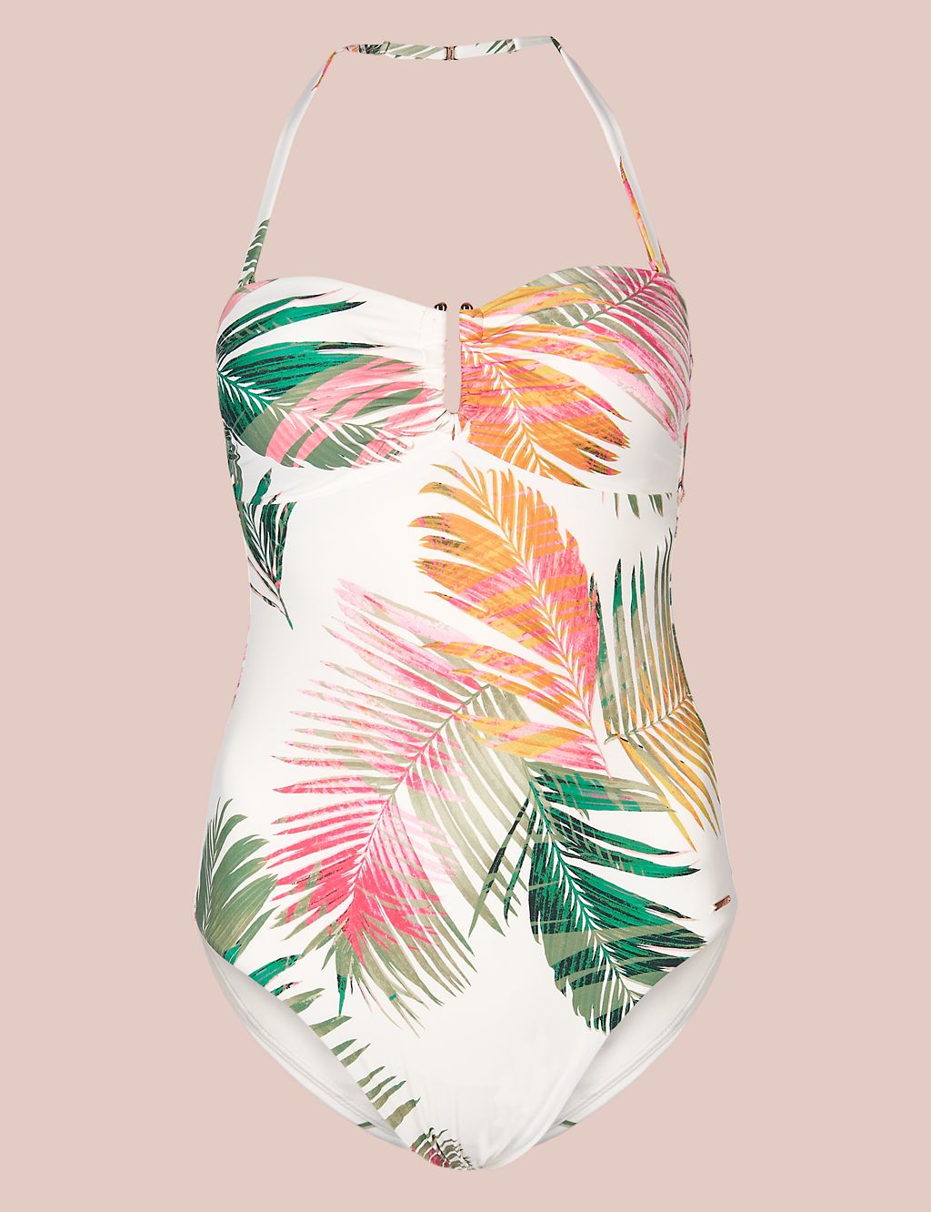 Secret Slimming™ Palm Print Bandeau Swimsuit 1 of 6