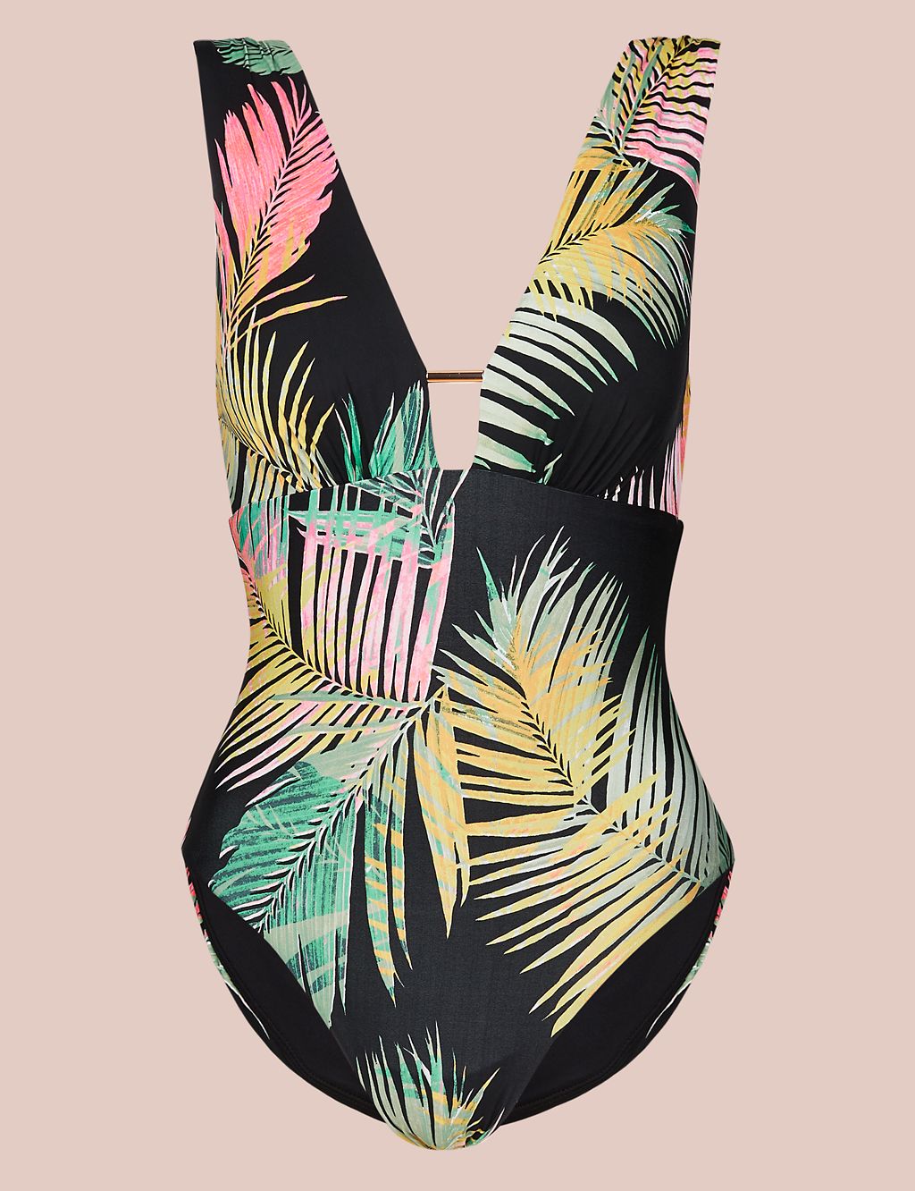 Secret Slimming™ Palm Print Plunge Swimsuit 1 of 5