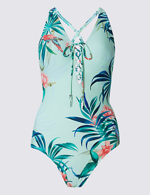 Secret Slimming™ Printed Lace-up Swimsuit Image 2 of 4