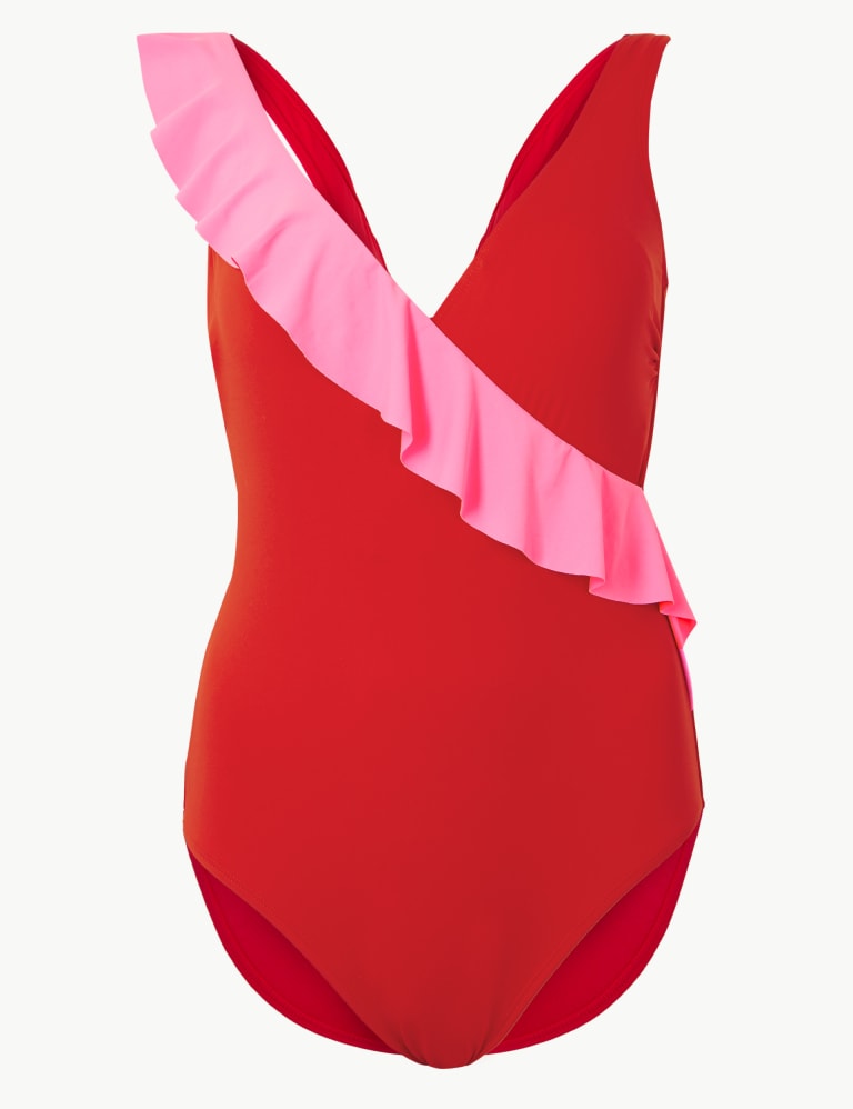 Ruffle plunge swimsuit discount