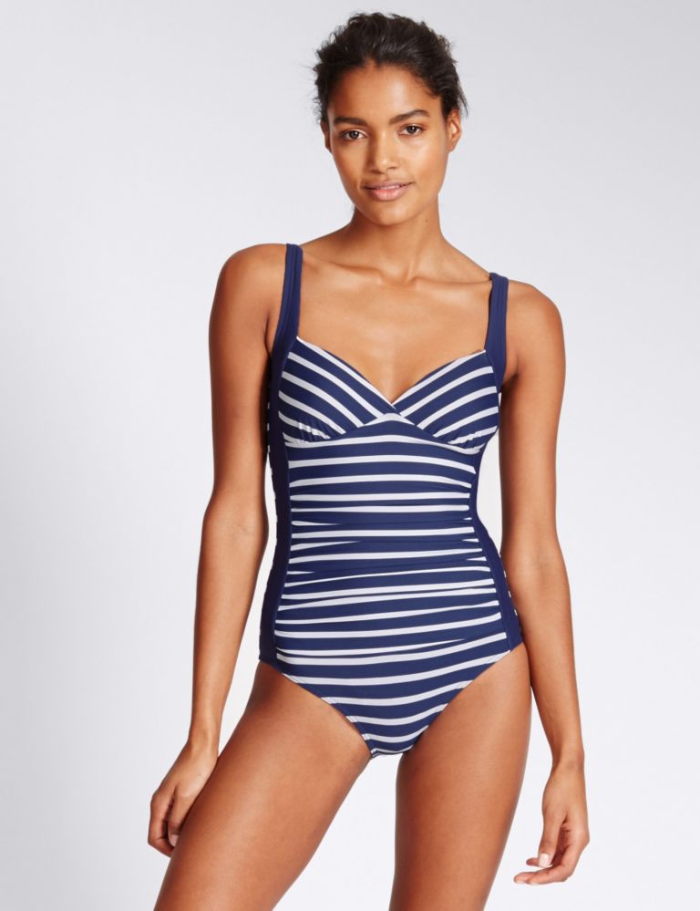 Secret Slimming™ Striped Plunge Twisted Swimsuit 1 of 3