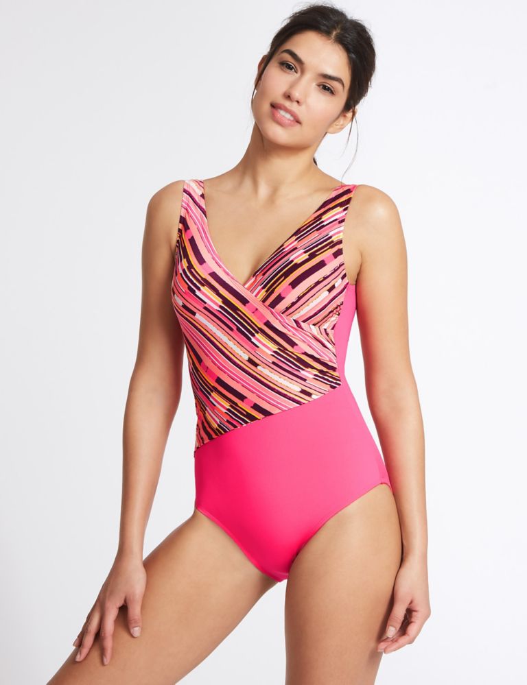 Secret Slimming™ Striped Wrap Swimsuit 1 of 3