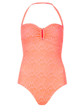 Secret Slimming™ Textured Zig Zag Bandeau Swimsuit Image 2 of 5