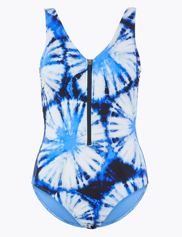 Secret Slimming™ Tie Dye Plunge Zip Swimsuit 2 of 4