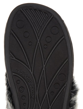 Secret Support™ Suede Faux Fur Toggle Clog Slippers Image 2 of 5