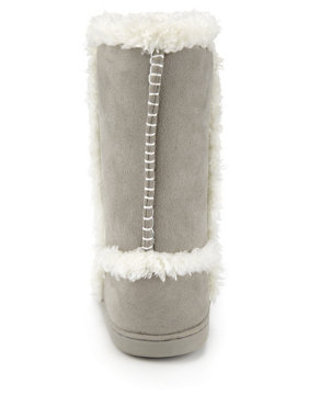 Secret Support™ Suedette Faux Fur Boot Slippers Image 2 of 4