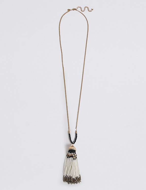 Seed Bead Tassel Pendant Necklace Image 1 of 2