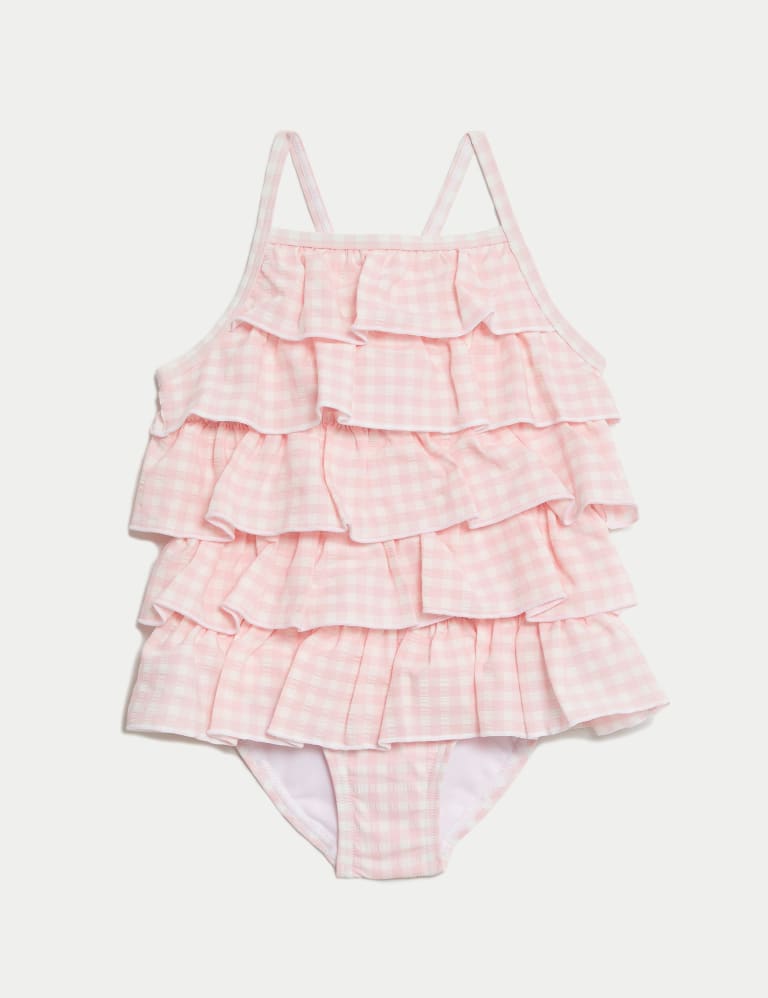 Seersucker Gingham Frill Swimsuit (2-8 Yrs) 1 of 3