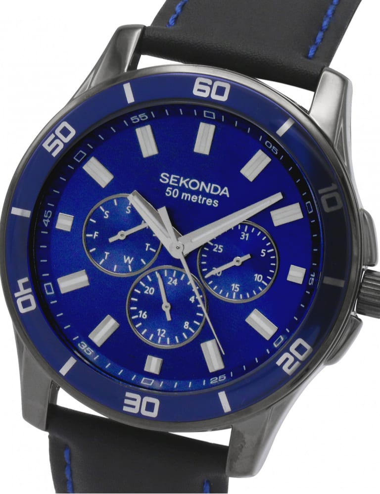 Sekonda Black Leather Chronograph Watch Sekonda M S