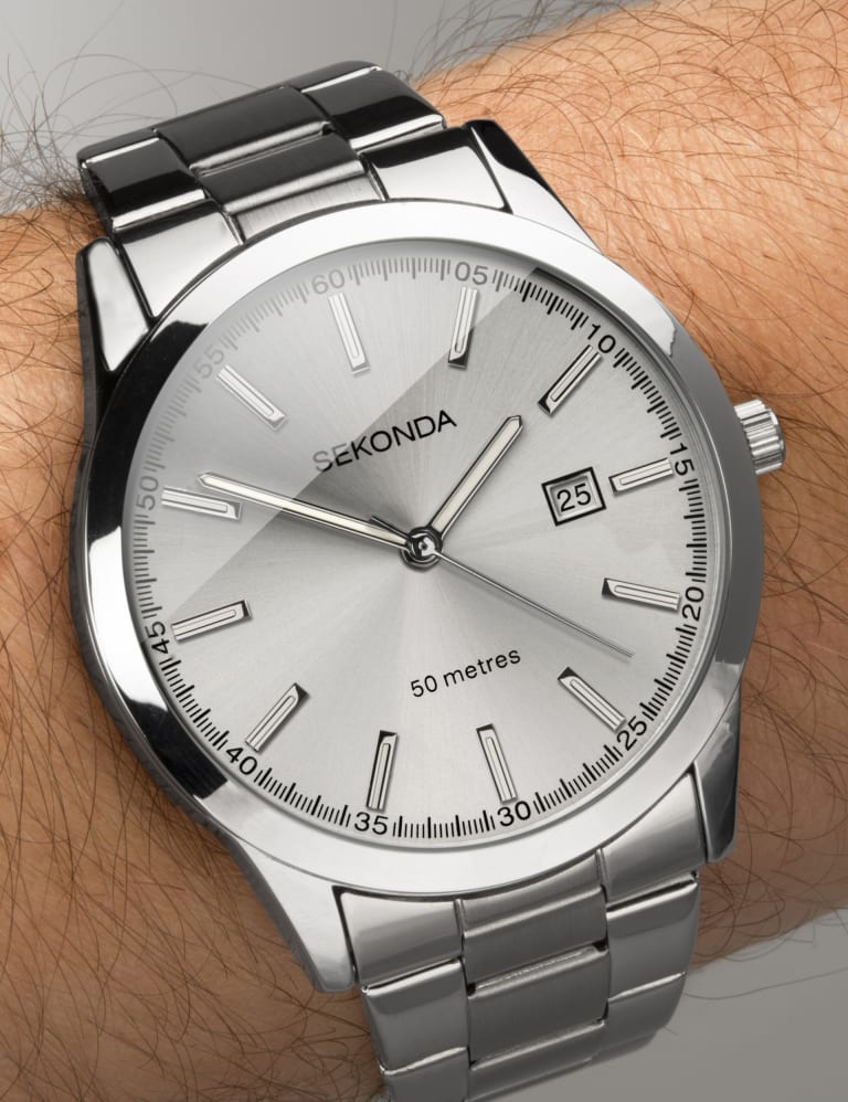 Men's silver stainless steel watches deals