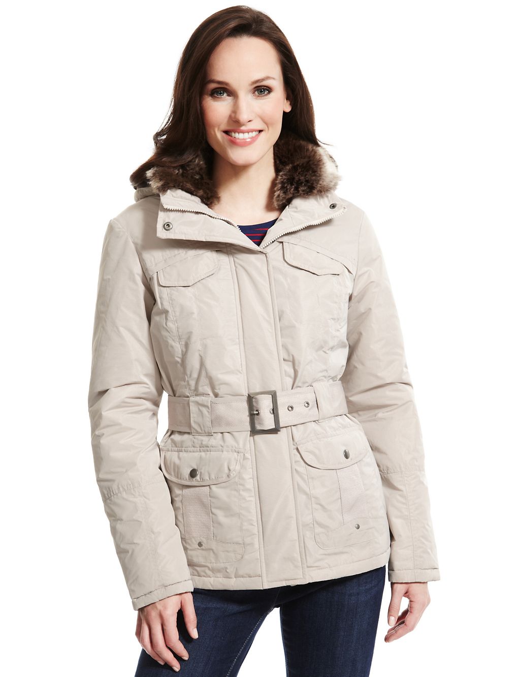 Self Striped Belted Jacket with STORMWEAR™ 2 of 8