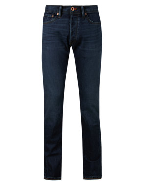 Selvedge Washed Look Slim Fit Stretch Jeans Image 2 of 4