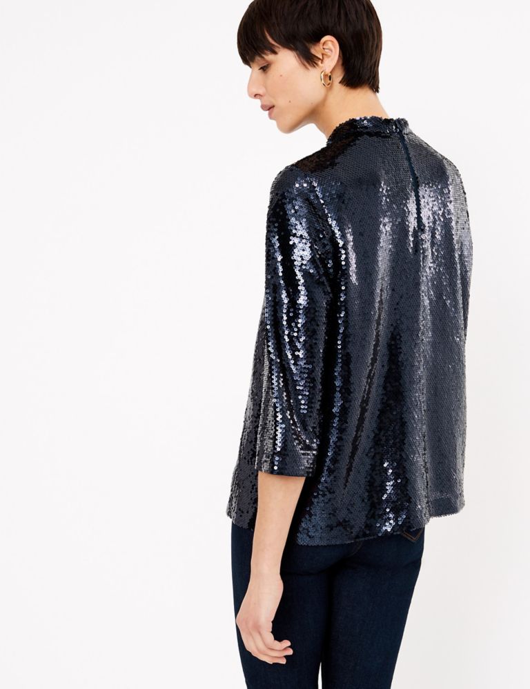 Sequin 3/4 Sleeve Blouse 4 of 4