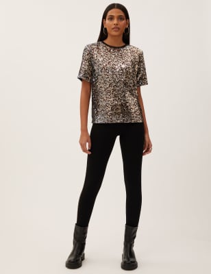 Sequin animal print sale