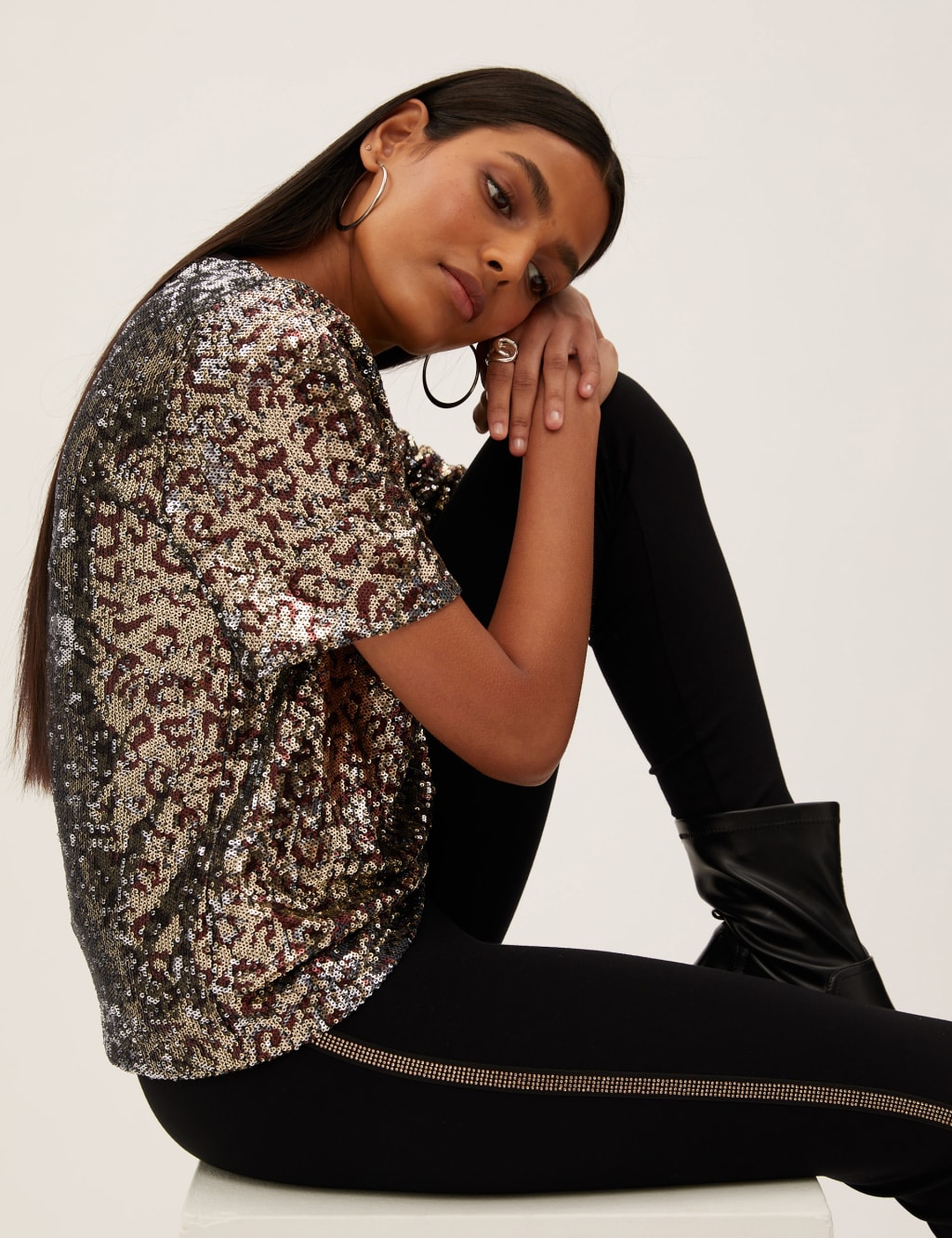 Animal print sequin top clearance