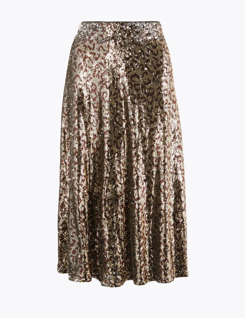 Sequin Animal Print Slip Midi Skirt M S Collection M S