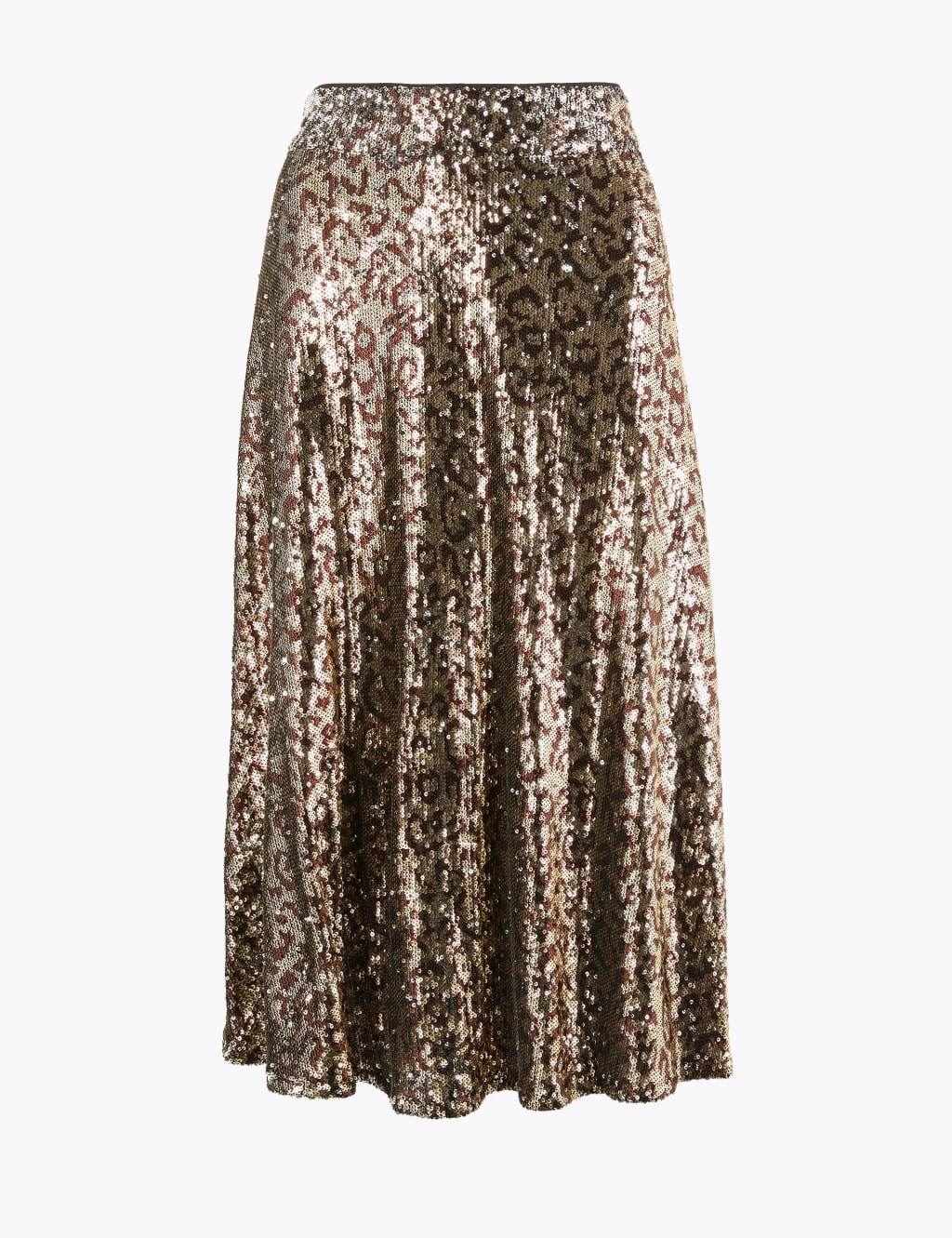 Sequin Animal Print Slip Midi Skirt | M&S Collection | M&S