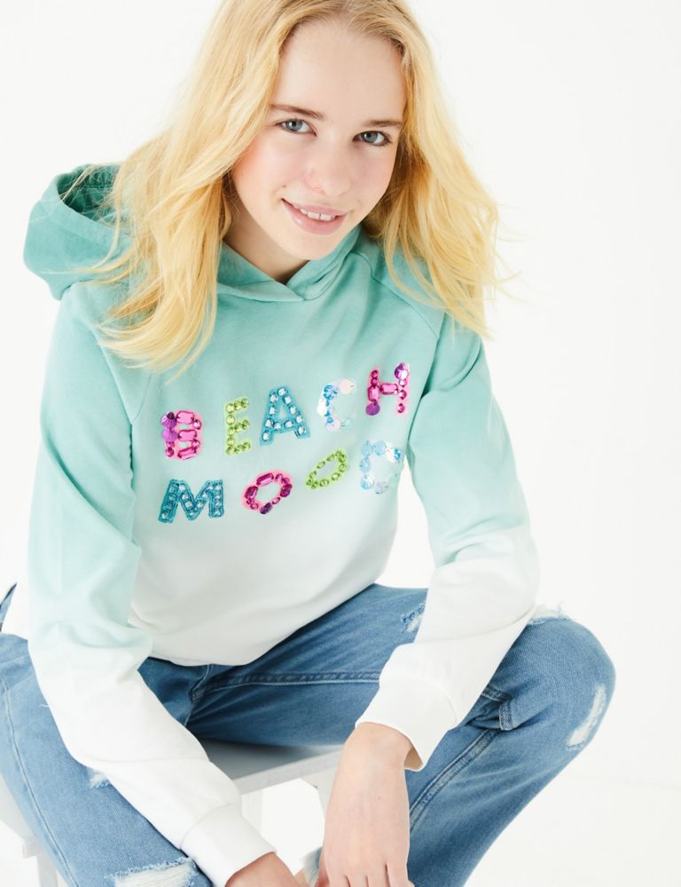 Sequin Beach Mood Slogan Sweatshirt (6-16 Yrs) | M&S