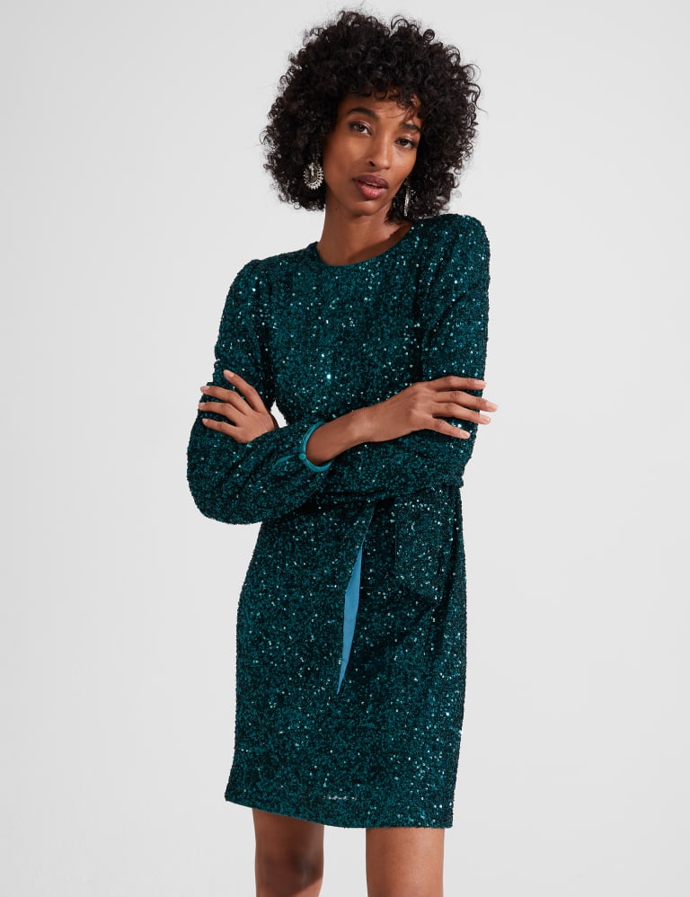 Sequin Belted Mini Shift Dress HOBBS M S