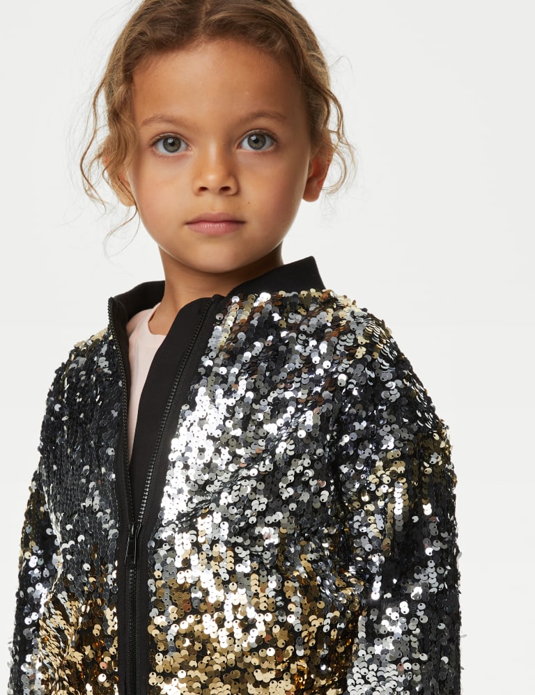 Girls sequin shop bomber jacket