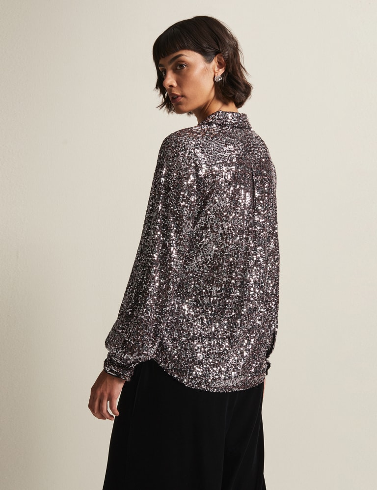 Sequin hot sale sleeve shirt