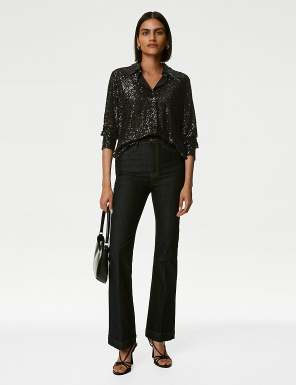 Sequin Collared Shirt, M&S Collection