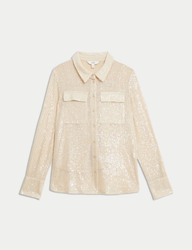 Sequin Collared Shirt 1 of 2