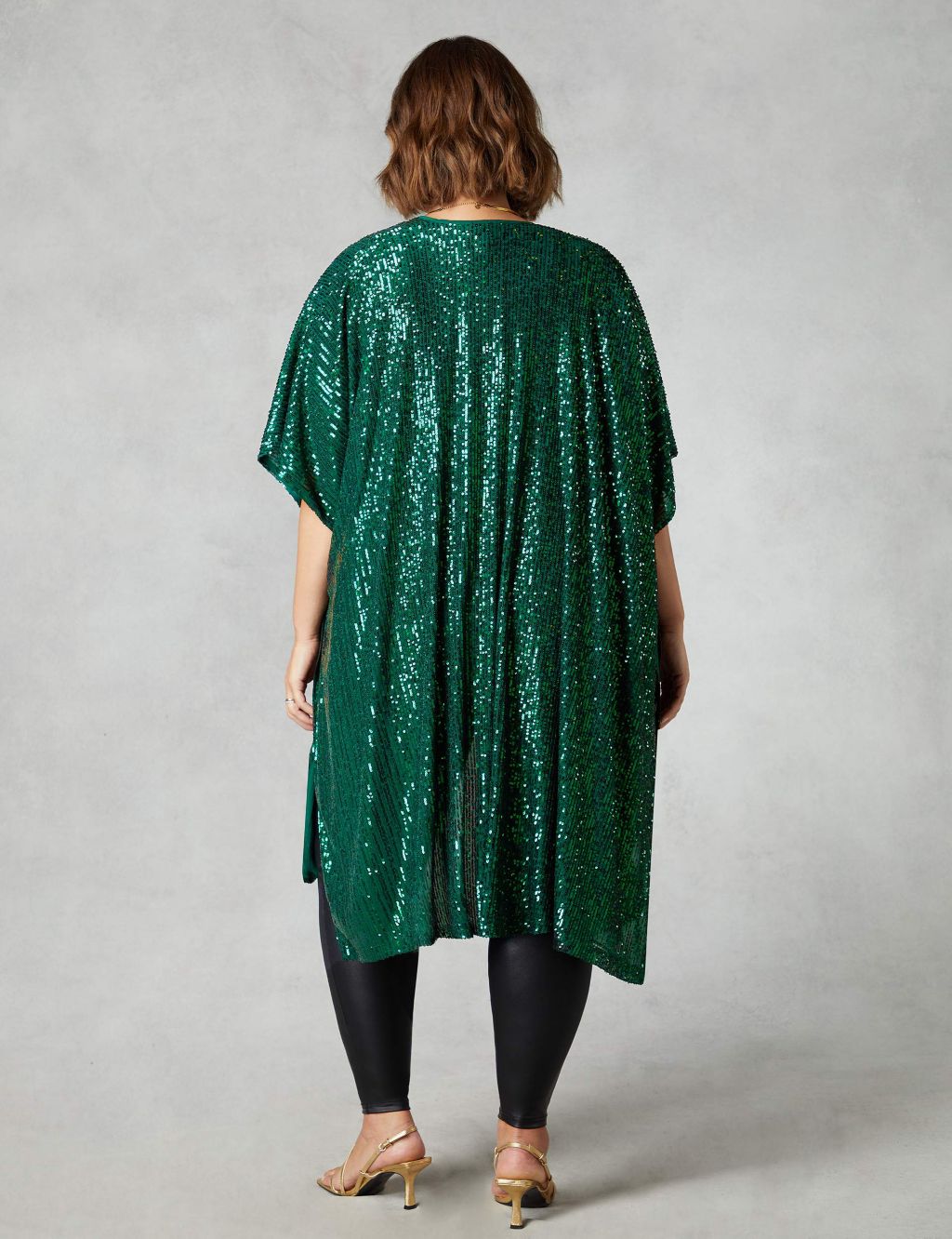 Sequin Collarless Relaxed Longline Kimono 5 of 5