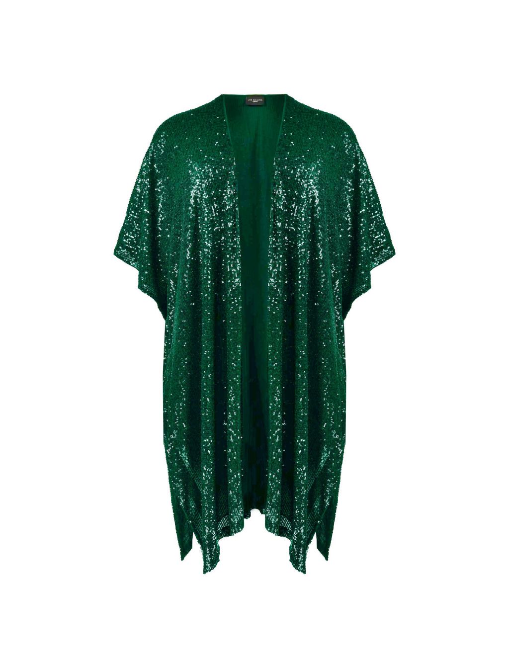 Sequin Collarless Relaxed Longline Kimono 1 of 5